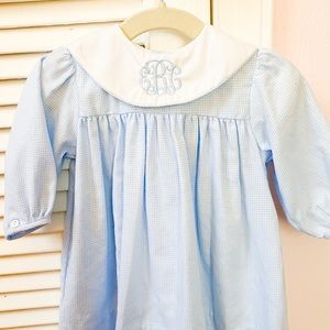 Petit Ami Gingham Dress w/ “eBc” monogram - 9 mo